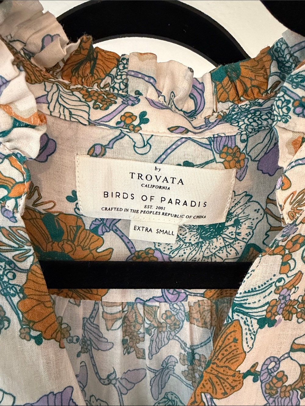 Travata California Birds of Paradise Floral Puff-Sleeve Tiered Mini Dress - Picture 6 of 6